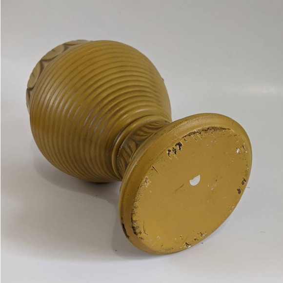 Vintage Mid-Century Mustard Yellow Chalice-Shaped Vase, 60's Chalk Floral Ware - Picture 8 of 10